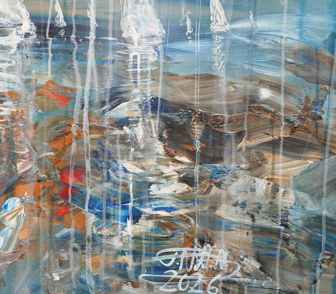 Detail des maritimen Segelbootgemäldes