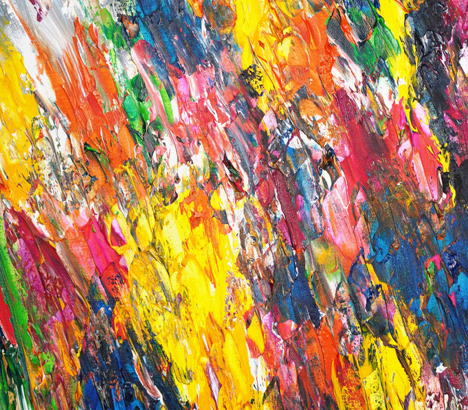 Detailfoto des abstrakten, vielfarbigen Gemäldes A Special Day L 5 im Hochformat von dem Kunstmaler Peter Nottrott