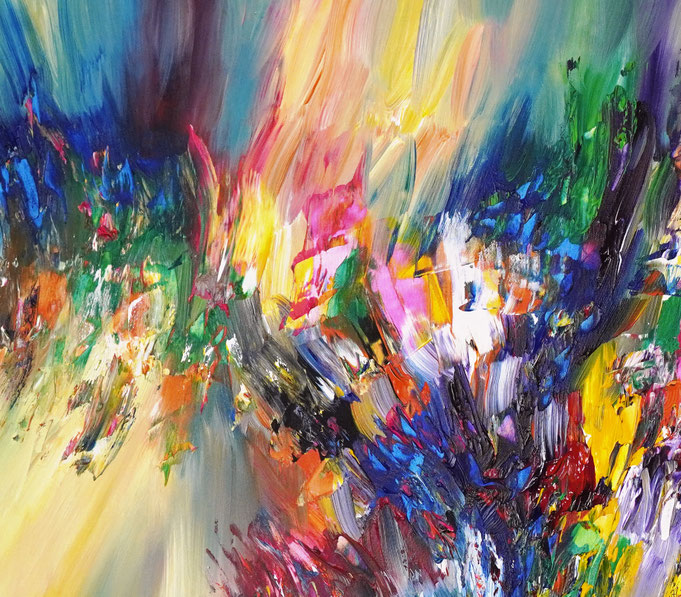 Detail des abstrakten, großen Gemäldes vom Kunstmaler Peter Nottrott
