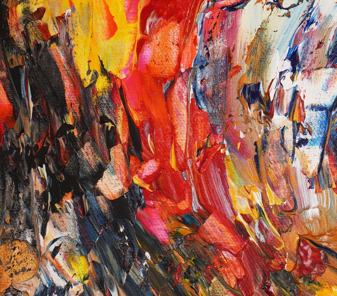 Detail des abstrakten, lebhaften Acrylgemäldes
