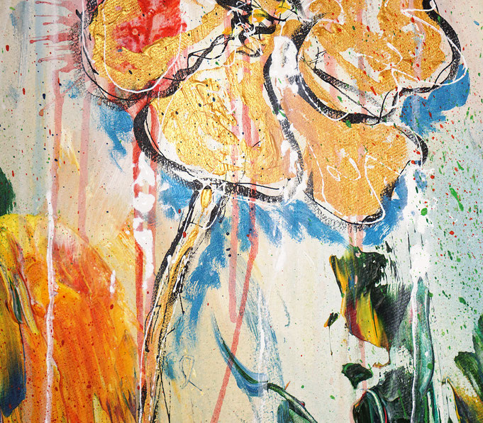 Detail des floralen Gemälde des Künstlers Peter Nottrott