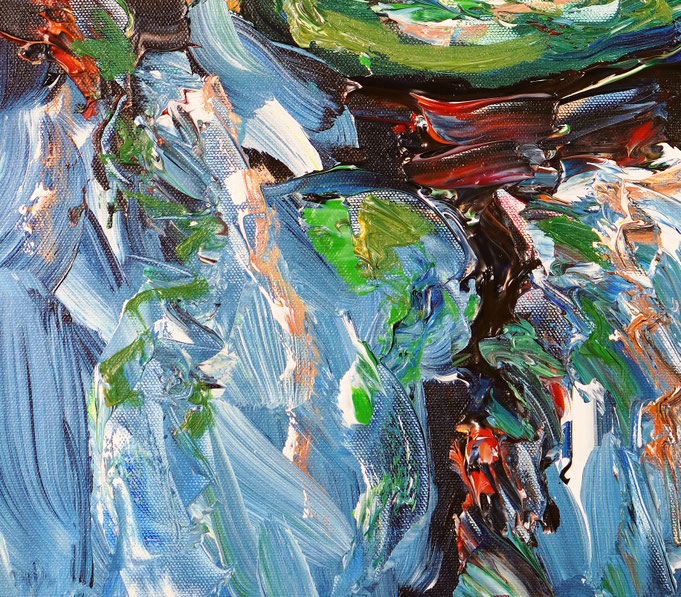 Detail des floralen, abstrahierten Acrylgemädes auf Leinwand vom Kunstmaler Peter Nottrott