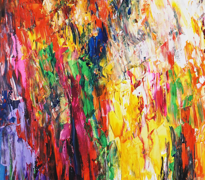 Detail des intensiven, abstrakten Gemäldes