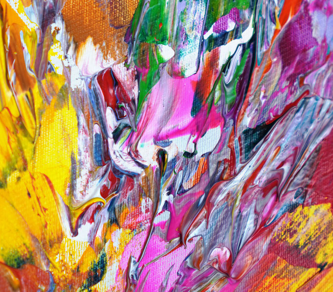 Detail des abstrakten, rot bunten Gemäldes