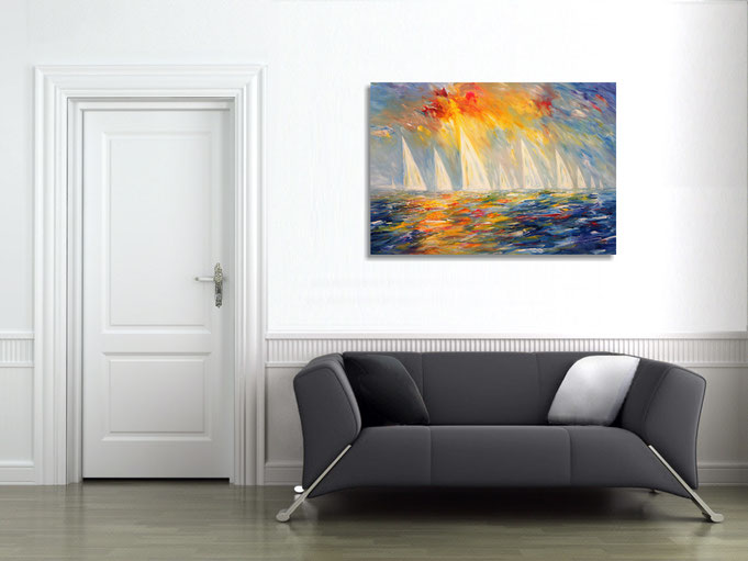 peter nottrott, Originalgemälde, acryl, blau,  maritim, Meer, Wasser, Wind, Wellen 