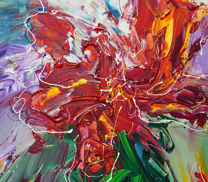 Detail des floralen Gemälde des Künstlers Peter Nottrott
