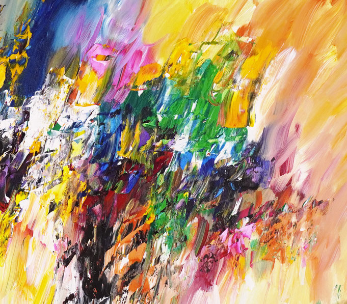 Detail des abstrakten, großen Gemäldes vom Kunstmaler Peter Nottrott