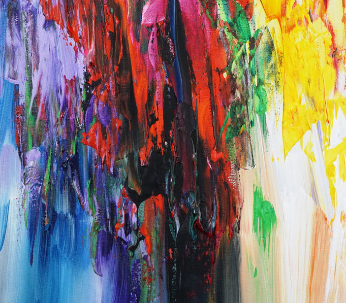 Detail des intensiven, abstrakten Gemäldes