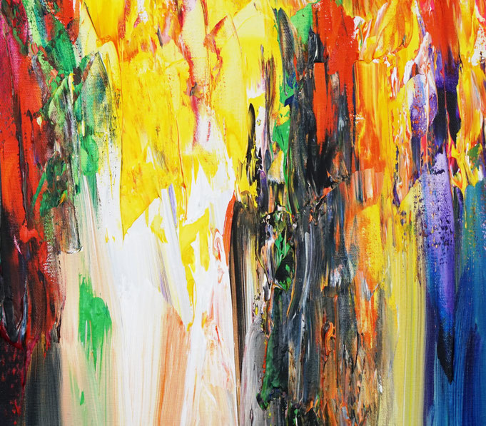 Detail des intensiven, abstrakten Gemäldes