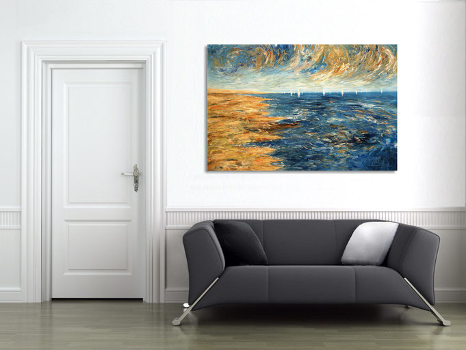 peter nottrott, Originalgemälde, acryl, blau,  maritim, Meer, Wasser, Wind, Wellen 