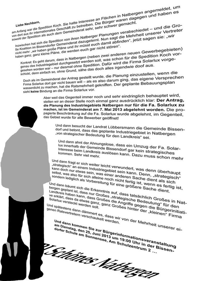 Flugblatt der BI zur Bürgerinformationsveranstaltung am 25.6.13