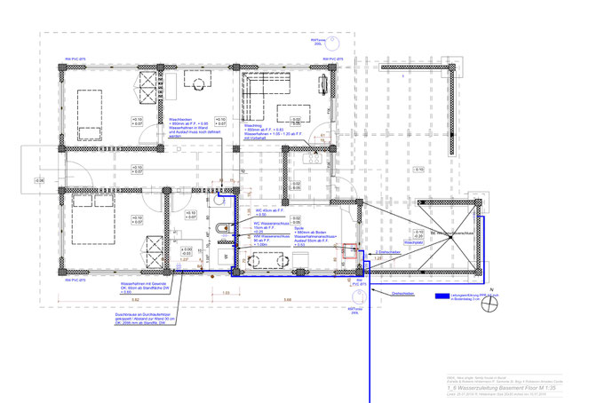 Wasserzuleitungsplan gezeichnet