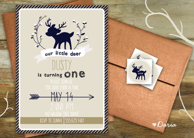 Dusty's first birthday invitation set, April 2016