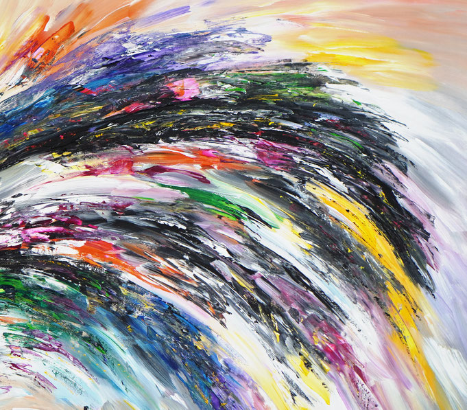 Detail des abstrakten großformatigen Gemälde des Kunstmalers Peter Nottrott