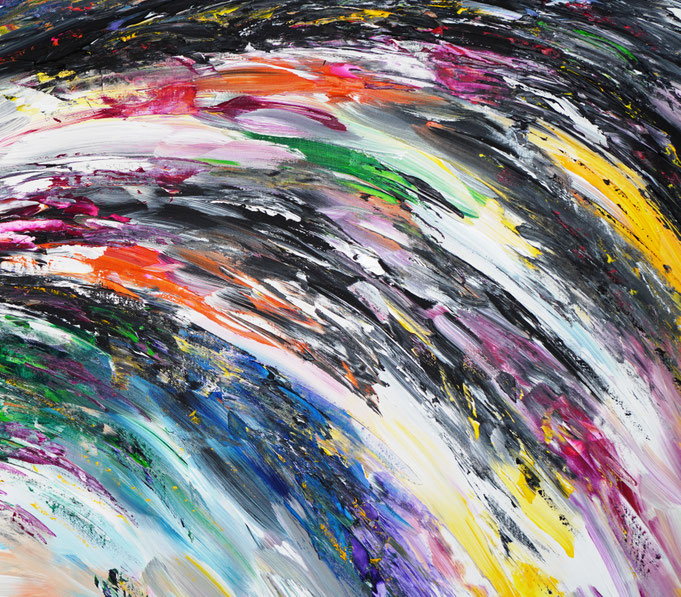 Detail des abstrakten großformatigen Gemälde des Kunstmalers Peter Nottrott