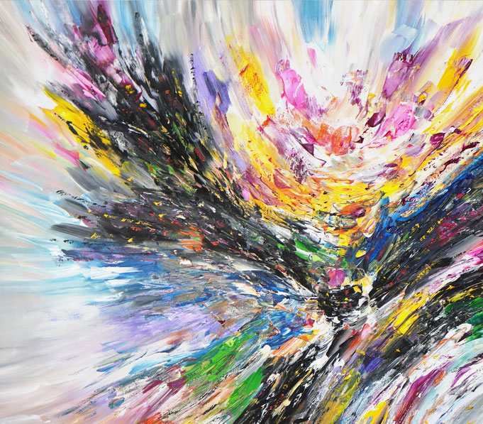 Detail des abstrakten großformatigen Gemälde des Kunstmalers Peter Nottrott