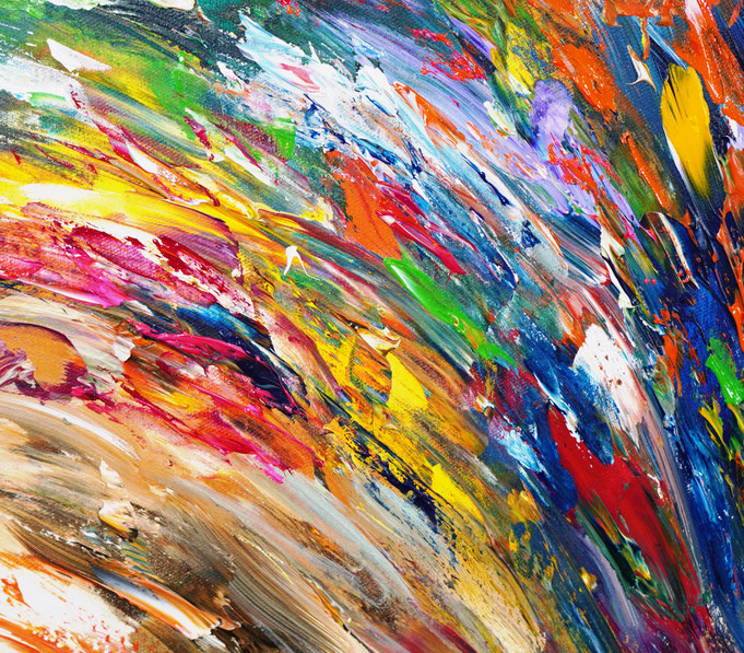 Detail des abstrakten großformatigen Gemälde des Kunstmalers Peter Nottrott