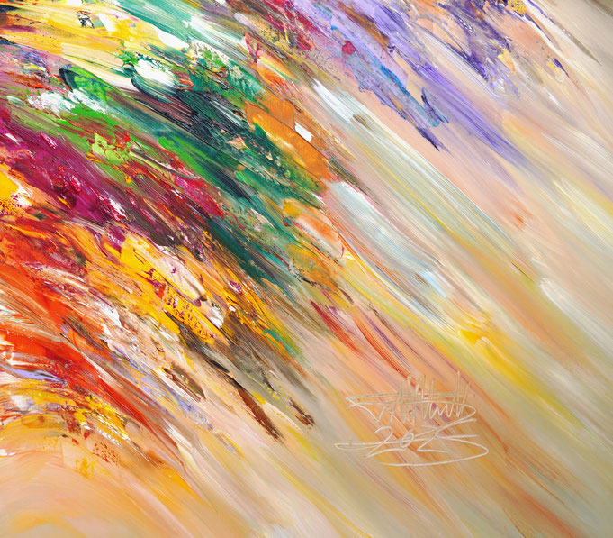 Detail des abstrakten großformatigen Gemälde des Kunstmalers Peter Nottrott