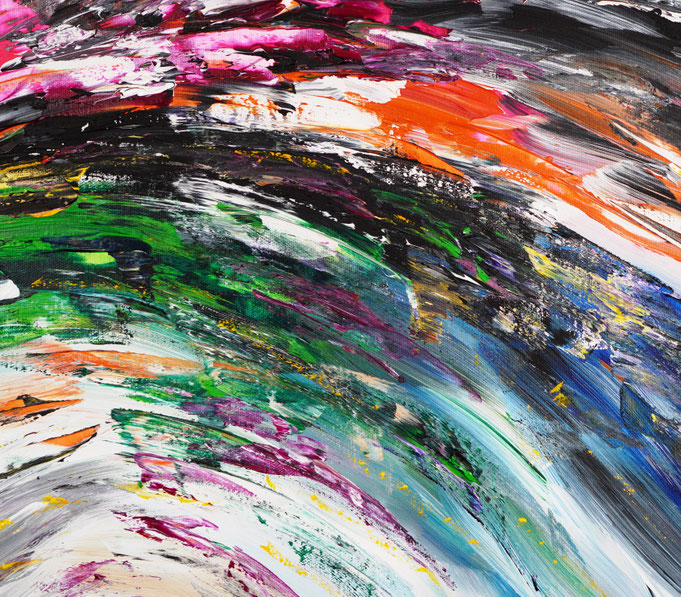 Detail des abstrakten großformatigen Gemälde des Kunstmalers Peter Nottrott