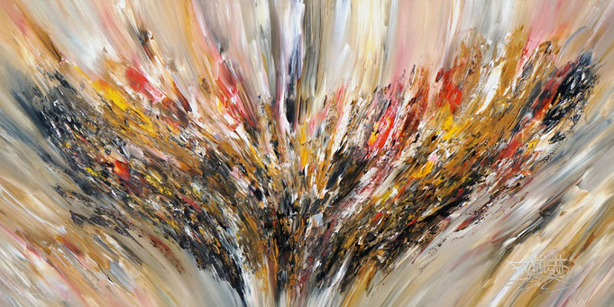 abstraktes Gemälde 200 x 100 cm, braun bunt, nautrinspiriert