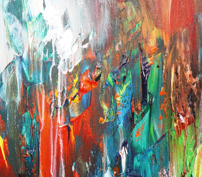 Detail des abstrakten großformatigen Gemälde des Kunstmalers Peter Nottrott