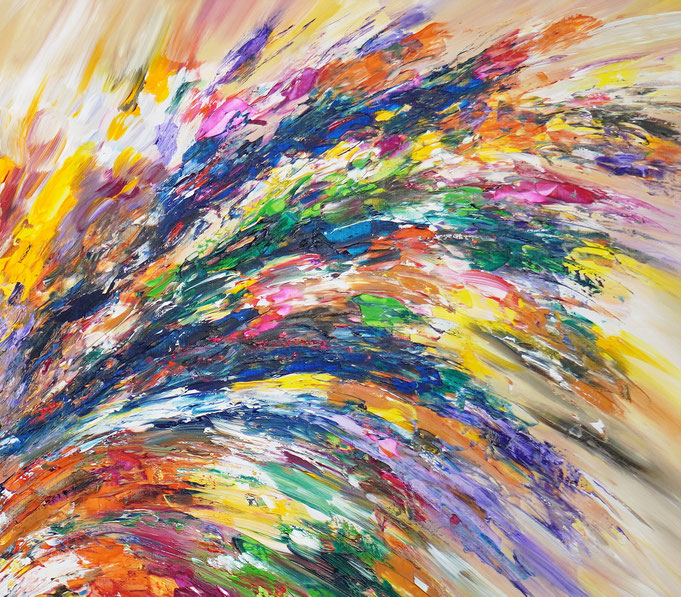Detail des abstrakten großformatigen Gemälde des Kunstmalers Peter Nottrott