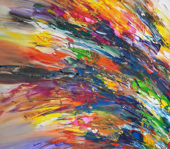 Detail des abstrakten großformatigen Gemälde des Kunstmalers Peter Nottrott