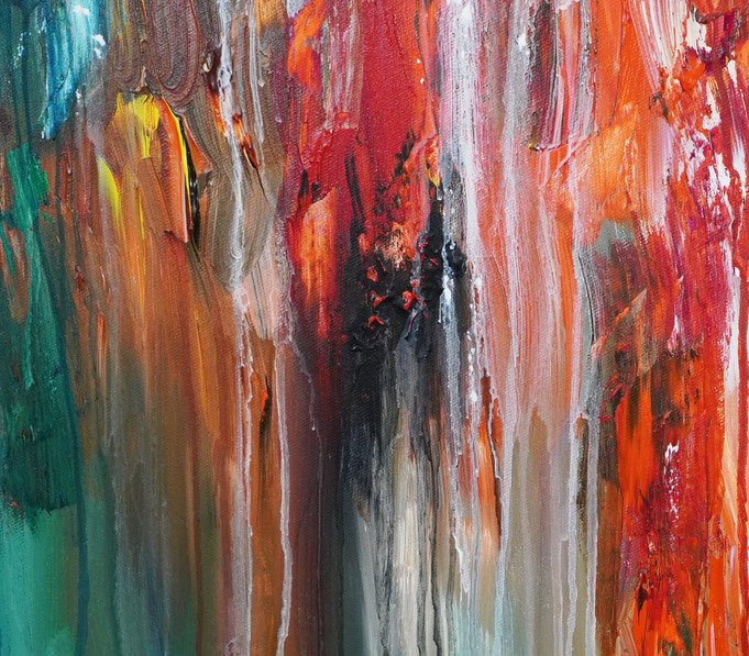 Detail des abstrakten großformatigen Gemälde des Kunstmalers Peter Nottrott