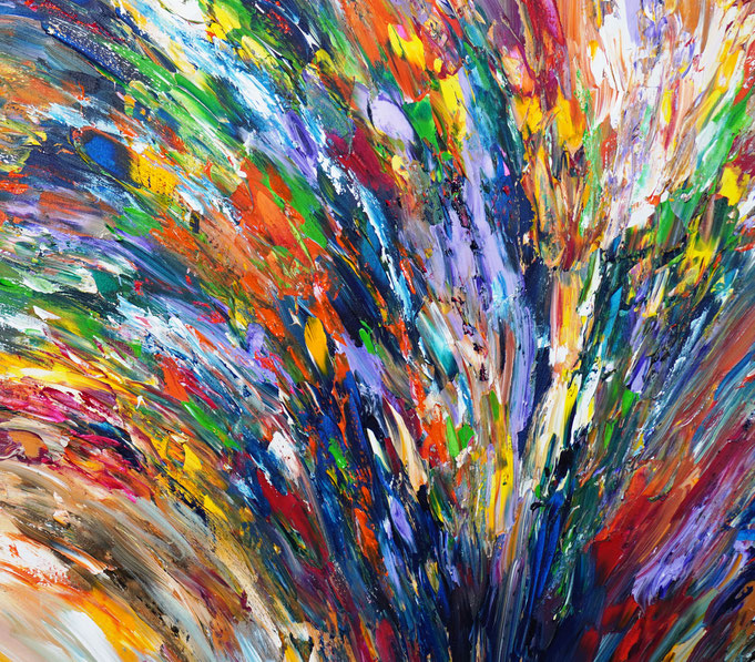 Detail des abstrakten großformatigen Gemälde des Kunstmalers Peter Nottrott