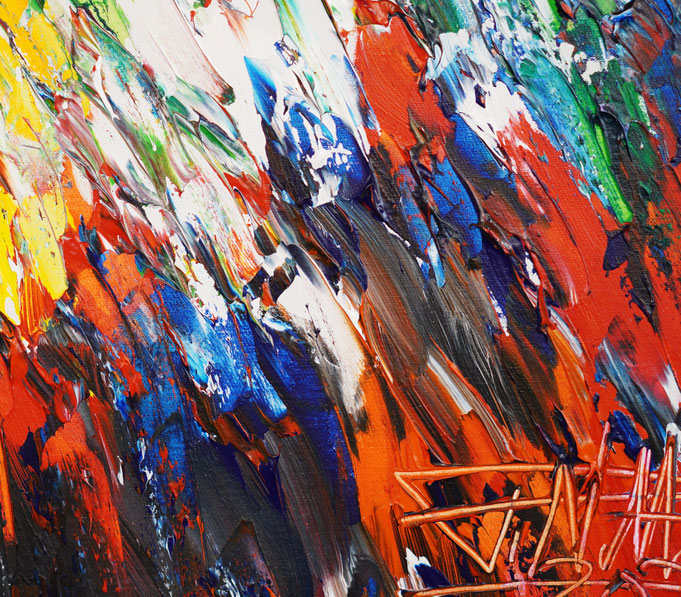 Detail des abstrakten Gemäldes im Großformat vom Kunstmaler Peter Nottrott