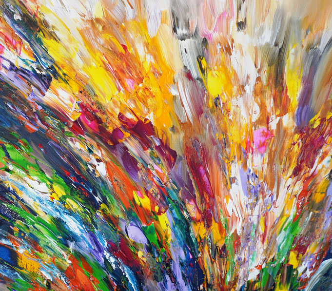 Detail des abstrakten großformatigen Gemälde des Kunstmalers Peter Nottrott