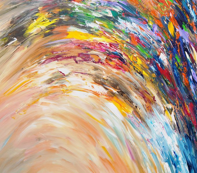 Detail des abstrakten großformatigen Gemälde des Kunstmalers Peter Nottrott