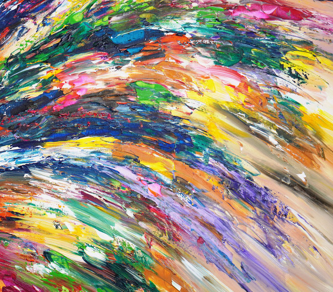 Detail des abstrakten großformatigen Gemälde des Kunstmalers Peter Nottrott
