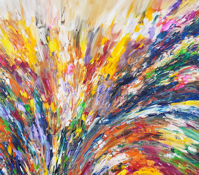 Detail des abstrakten großformatigen Gemälde des Kunstmalers Peter Nottrott