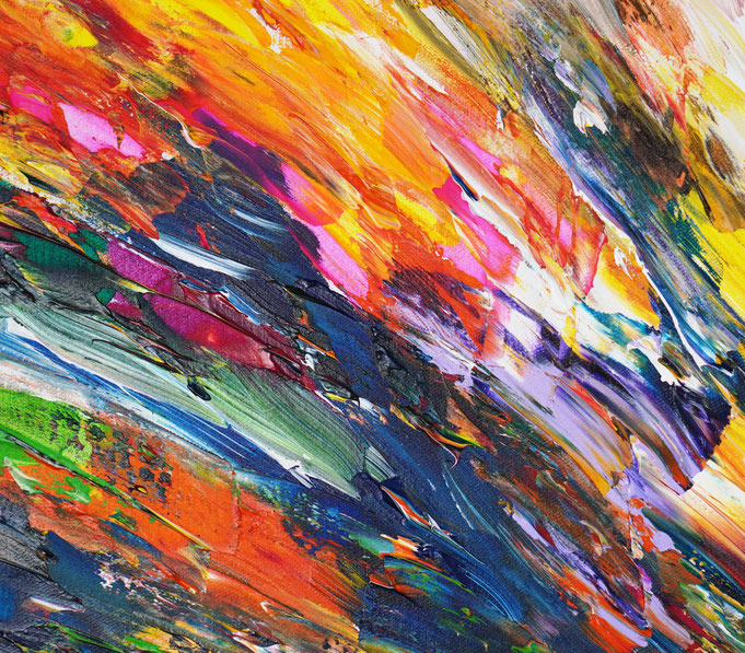 Detail des abstrakten großformatigen Gemälde des Kunstmalers Peter Nottrott