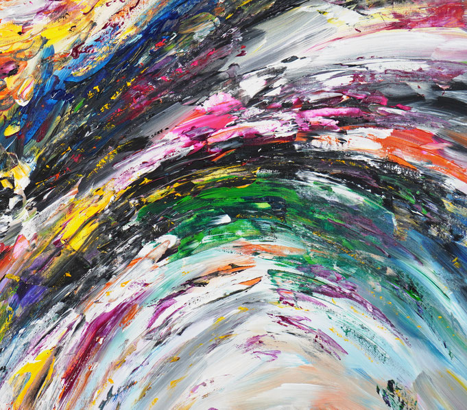 Detail des abstrakten großformatigen Gemälde des Kunstmalers Peter Nottrott