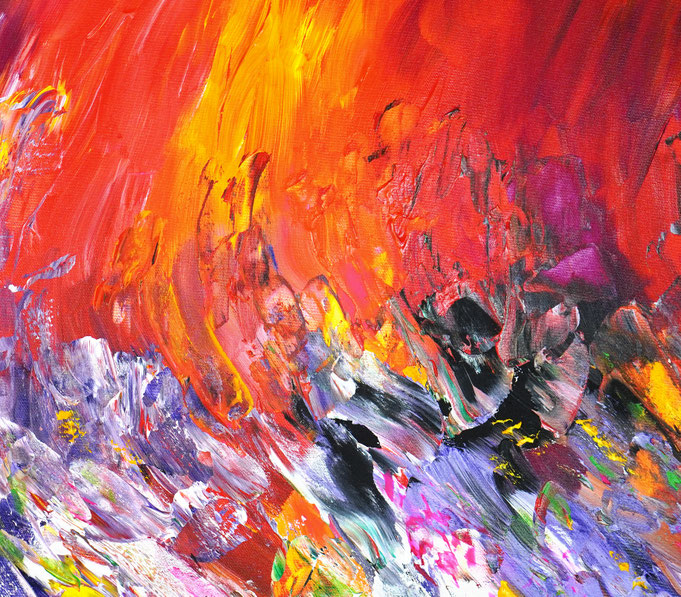 Detail des abstrakten Gemäldes im Großformat vom Kunstmaler Peter Nottrott