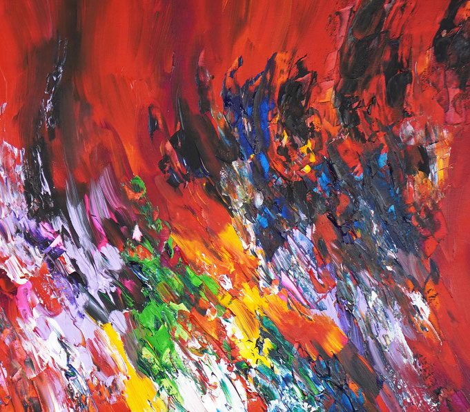 Detail des abstrakten Gemäldes im Großformat vom Kunstmaler Peter Nottrott