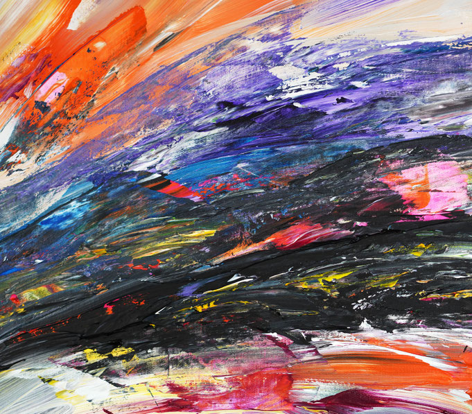 Detail des abstrakten großformatigen Gemälde des Kunstmalers Peter Nottrott