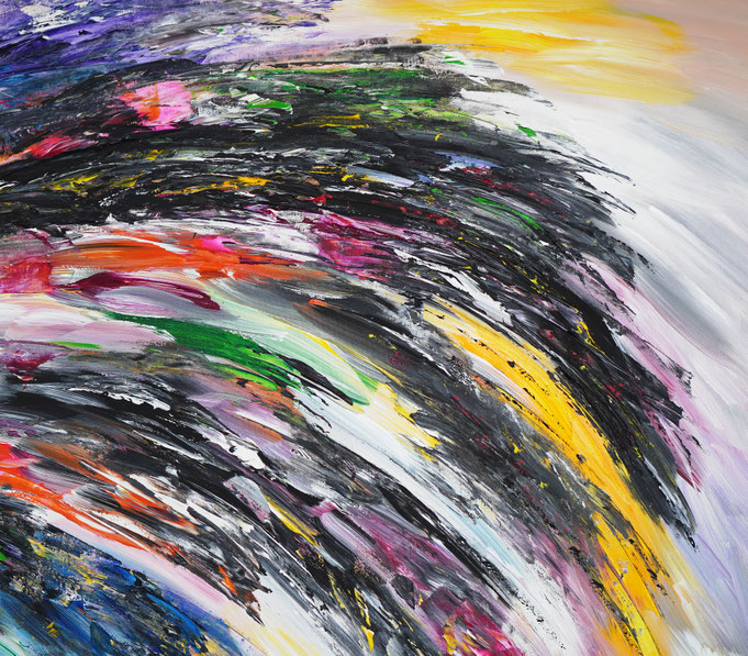 Detail des abstrakten großformatigen Gemälde des Kunstmalers Peter Nottrott