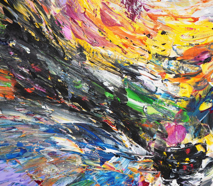 Detail des abstrakten großformatigen Gemälde des Kunstmalers Peter Nottrott