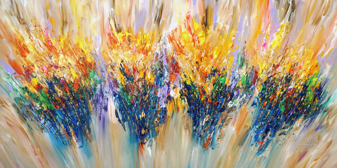 abstraktes, buntes Großformat vom Kunstmaler Peter Nottrott