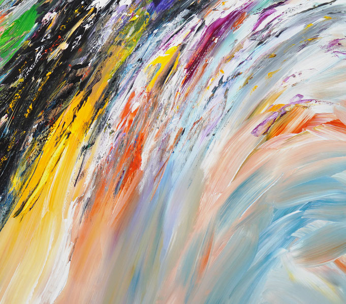 Detail des abstrakten großformatigen Gemälde des Kunstmalers Peter Nottrott