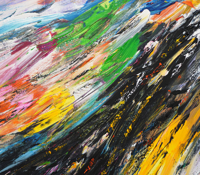 Detail des abstrakten großformatigen Gemälde des Kunstmalers Peter Nottrott