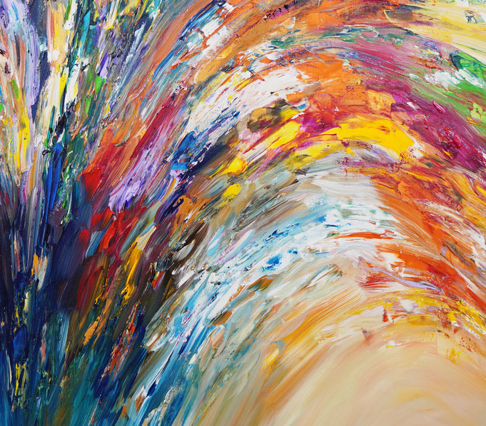 Detail des abstrakten großformatigen Gemälde des Kunstmalers Peter Nottrott