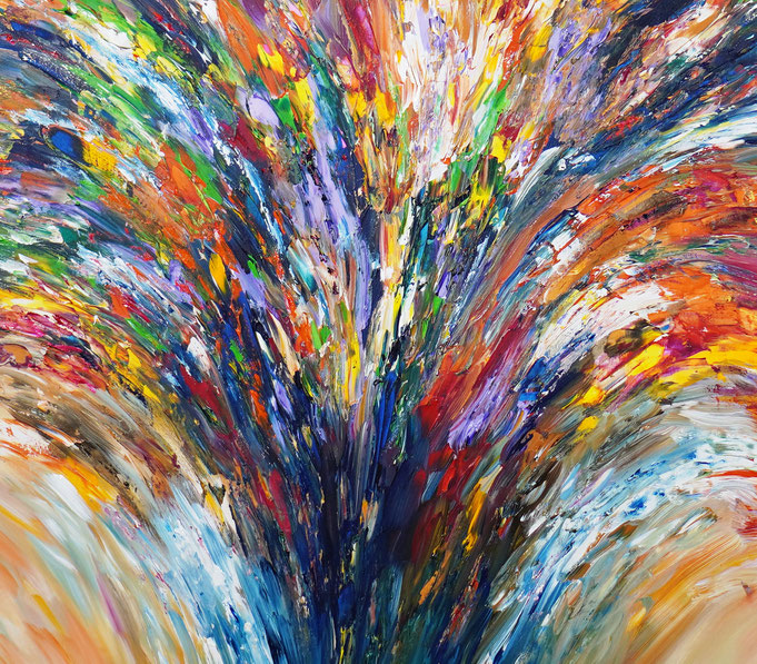 Detail des abstrakten großformatigen Gemälde des Kunstmalers Peter Nottrott