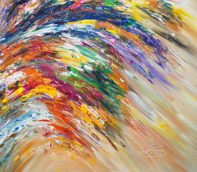 Detail des abstrakten großformatigen Gemälde des Kunstmalers Peter Nottrott