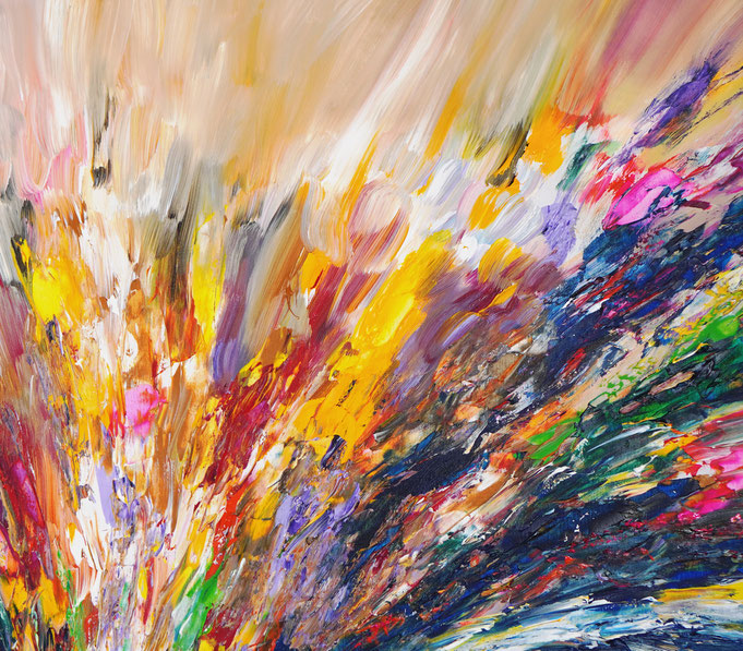 Detail des abstrakten großformatigen Gemälde des Kunstmalers Peter Nottrott