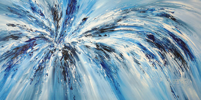 abstraktes, blaues Gemälde von Peter Nottrott
