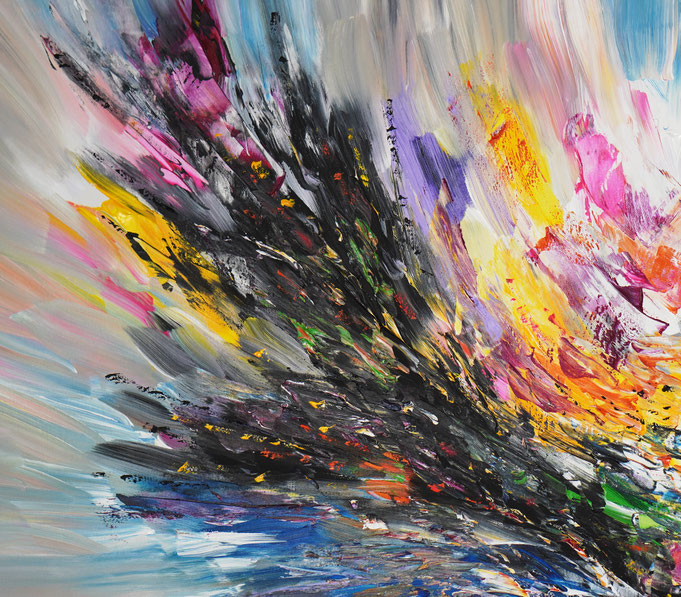 Detail des abstrakten großformatigen Gemälde des Kunstmalers Peter Nottrott